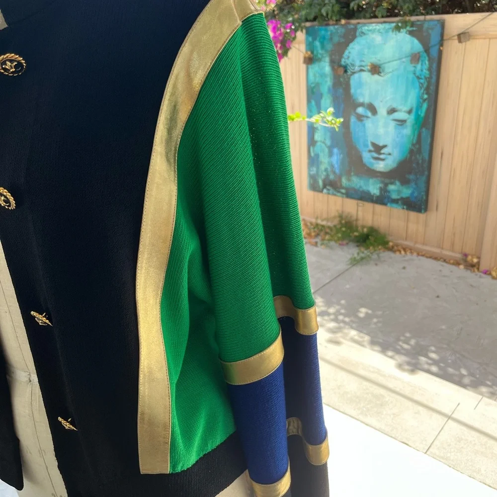 That retro St. John sweater you've been dying for! Multi-color, gold trim - Picture 5 of 13